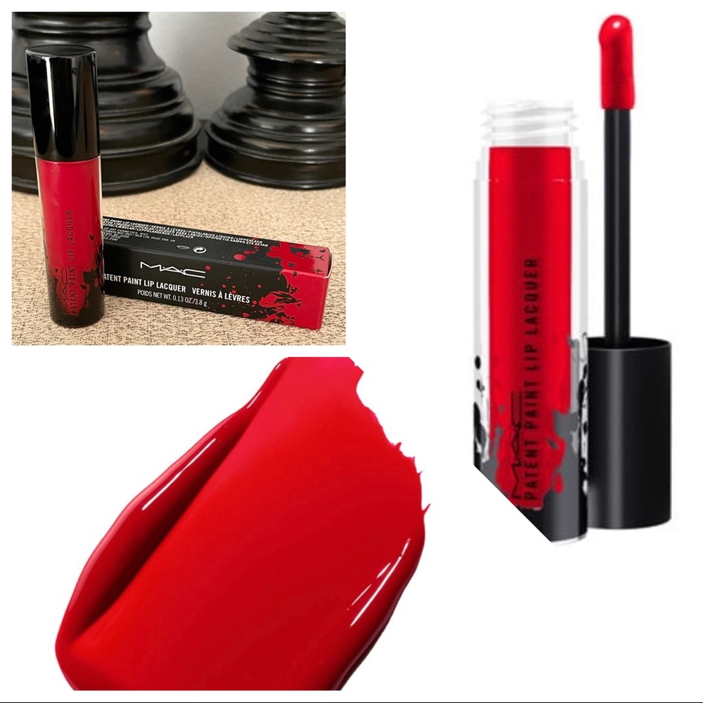 NWT MAC PATENT PAINT LIP LACQUER- LATEX RED